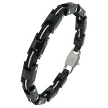 Black Ion-Plated Stainless Steel Bracelet Men's 9.0mm bracelets