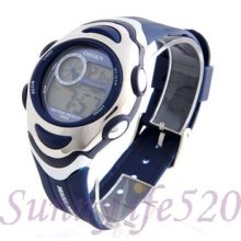 Black Rubber 30m Water Resist Day Date Men Lady Digital Sports Watch Coffee Dial