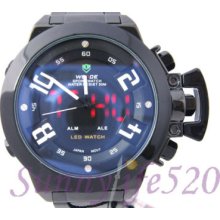 Black Steel Japan Movt Analog Led Men Diver Watch Weide