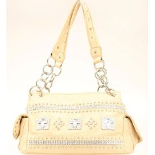 Blazin Roxx Square Crystal Cross Cream Satchel Handbag