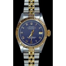 Blue roman dial datejust lady watch SS & yellow gold jubilee bracelet rolex - Blue - Gold