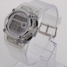 Boy Waterproof Date Day Digital Display Led Electronic Sport Wrist Watch White