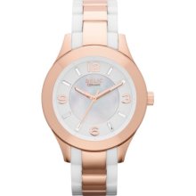 Bristal Rose Gold-Tone and White Ceramic Bracelet Watch