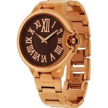 Bronzo Italia Roman Numeral Dial Bracelet Watch with Onyx Crown - Brown - One Size