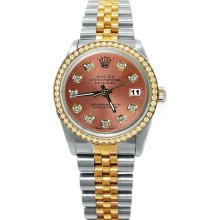 Brown diamond dial bezel rolex date just watch two tone date just men's jubilee - Brown - Metal