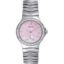 Bulova 96r57 Diamond Stainless Steel Pink Mother Of Pearl Dial Womenâ€™s Watch