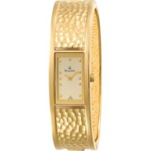 Bulova 97L108 Ladies Champagne Dial Gold Tone Bangle Watch ...