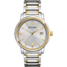 Bulova 98b157 Men's Dress Stainless Steel Band Silver/white Dial Watch