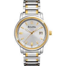 Bulova 98B157 Two Tone Stainless Steel Quartz Silver Dial ...