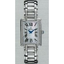 Bulova Fairlawn Ladies` Stainless Steel 20 Diamond Rectangular Dial Watch