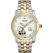 Bulova Heart Skeleton Two-tone Ladies Watch 98p123