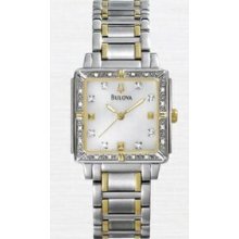 Bulova Highbridge Ladies` 2-tone Mother-of-pearl & 24 Diamond Dress Watch