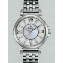 Bulova Ladies Stainless Steel 24 Diamond/ Mother Of Pearl Dress Watch