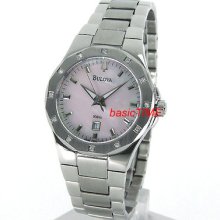 Bulova Ladies Swiss Made 12 Diamonds Solid Steel 63r39