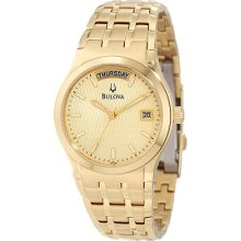 Bulova Men's Bracelet Gold Dial Quartz Watch 97c48