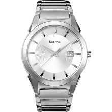 Bulova Mens Stainless Steel Silver Dial Quartz Watch 96b015