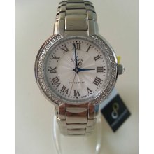 Bulova Precisionist Mop Dial Stainless Steel 24 Diamonds Ladies Watch 96r167