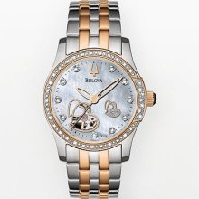 Bulova Stainless Steel Two Tone Diamond Accent And Mother-Of-Pearl