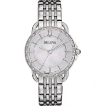 Bulova Women's 96R146 Watch Quartz Mother of Pearl Dial Diamonds Bezel