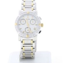 Bulova Women's 98r98 Diamond Chronograph Watch Two Tone Stainless Steel W/ Date