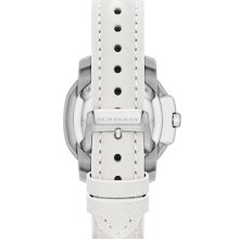 Burberry The Britain Leather Strap Watch, 34mm White