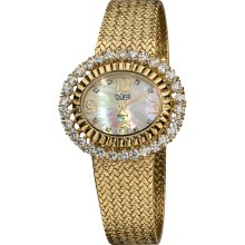 Burgi Women's Mother Of Pearl Diamond Mesh Bracelet Watch