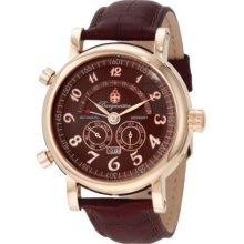 Burgmeister Nevada Bm105-395 Gents Automatic Analogue Wristwatch Brown Leather Strap Day Date Month Year