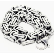 Byzantine Bracelet White Stainless Steel 8 Inches 7.7mm Fashion Jewelry Link