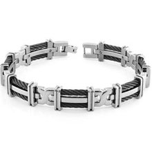 Cable Squared by Edward Mirell Men's Two-Tone Titanium Bracelet