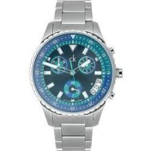 Calvin Klein Chronograph Men Blue Dial Silver Band Watch K3217378