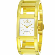 Calvin Klein K5912220 Women's Rectangular Gold Tone Steel Bangle Brace