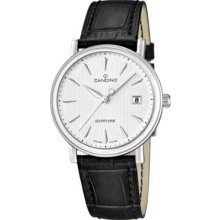 Candino Men's Quartz Watch With Silver Dial Analogue Display And Black Leather Strap C4487/2