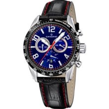 Candino Men's Quartz Watch With Blue Dial Chronograph Display And Black Leather Strap C4429/2