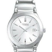 Caravelle Men`s Stainless Steel Round Dial Dress Watch W/ Date Calendar