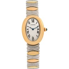 Cartier Baignoire Ladies Steel 18k Yellow Gold W15045d8 Watch