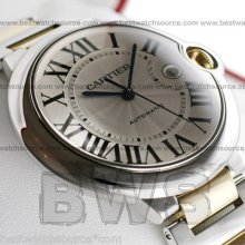 Cartier Ballon Bleu Large 42mm Automatic Yg/ss Silver Dial W69009z3 Ret: $10,000