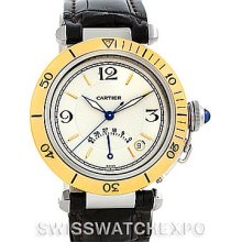 Cartier Pasha Power Reserve Mens Steel and Gold Watch W3101255