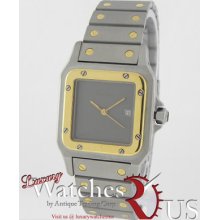 Cartier Santos Stainless Steel Yellow Gold Dark Grey Dial Vintage Model