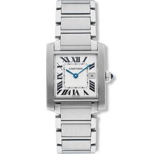 Cartier Watches Tank Francaise Men's Stainless Steel White Dial Stain