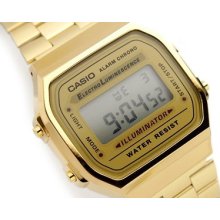 Casio A168wg-9 Mens Gold Stainless Steel Digital Watch Alarm Stopwatch