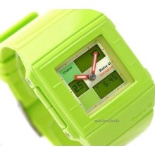 Casio Baby-g, Analog Digital, Ladies Lime Green Square Watch, Bga200 Bga-200-3e