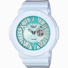 Casio Baby-g Shock Bga161-2b Womens White Sherbet Blue Ana-digi Watch