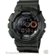 Casio G-shock Gd-100ms-3cr Digital Black Round Dial Green Resin Men's Watch