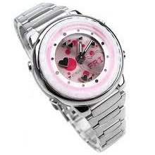 Casio Law-25d-4a Ladies Analog Digital World Time Alarms Stainless Steel Watch