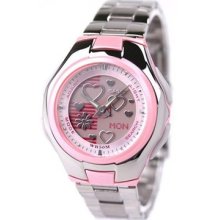 Casio Lcf10d-4a Analog Digital World Time Stainless Steel 5 Alarms Ladies Watch