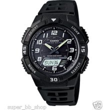 Casio Mens Aqs800w-1bv Black Resin Quartz Watch With Dial