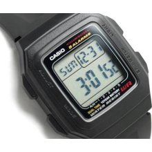 Casio, Mens Digital, Dual Time, 10-year Battery, Black, F201wa F-201wa-1a