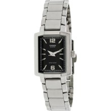 Casio Women's Core LTP1233D-1A Silver Stainless-Steel Quartz Watch with Black Dial