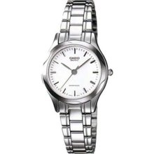 Casio Women's Core LTP1275D-7A Silver Stainless-Steel Quartz Watch with White Dial