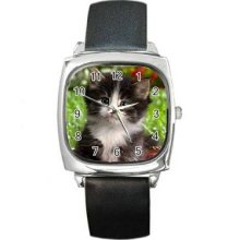 Cat Kitten Square Metal Watch 05